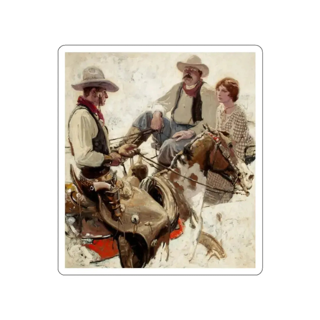 Meeting on the Trail (Magazine Illustration) STICKER Vinyl Die-Cut Decal - The Sticker Space