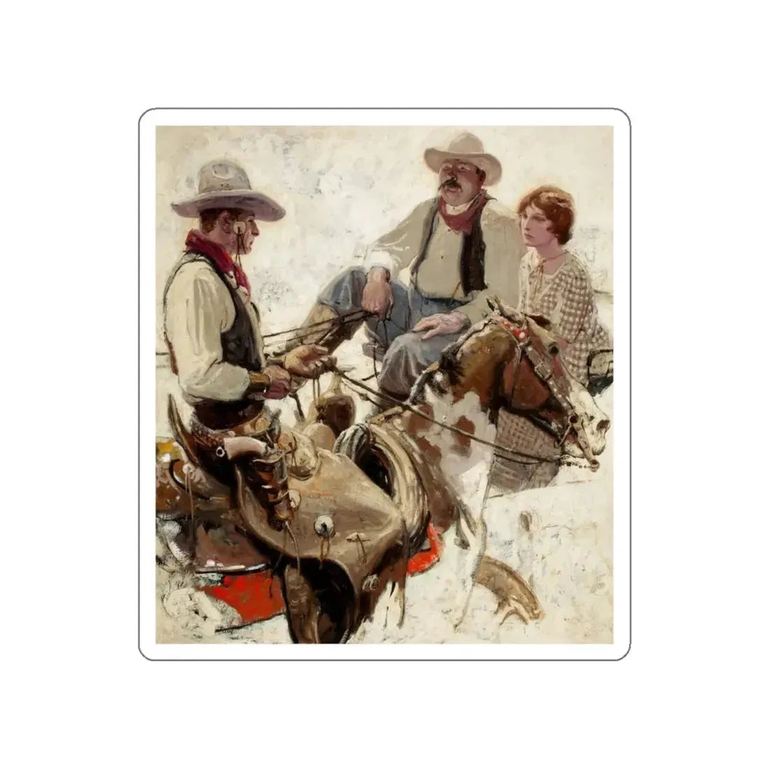 Meeting on the Trail (Magazine Illustration) STICKER Vinyl Die-Cut Decal - The Sticker Space