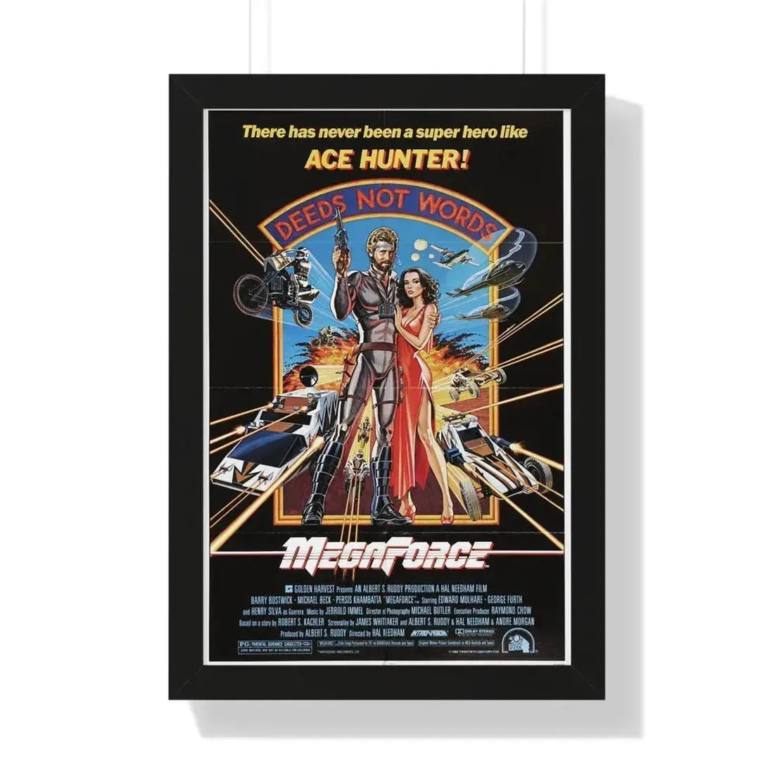 MEGAFORCE 1982 - Framed Movie Poster 16″ x 24″ Black - The Sticker Space
