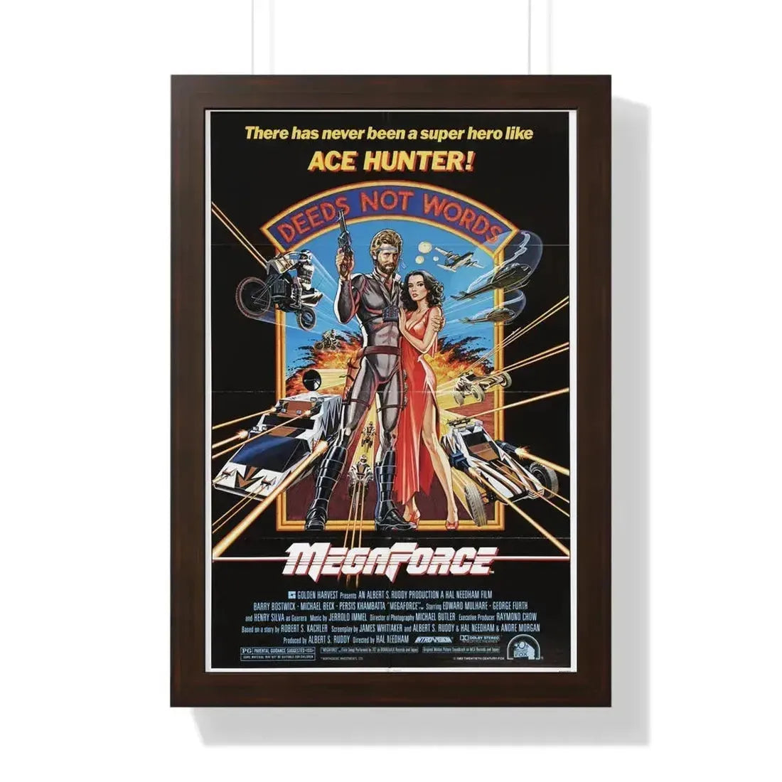 MEGAFORCE 1982 - Framed Movie Poster 16″ x 24″ Walnut - The Sticker Space
