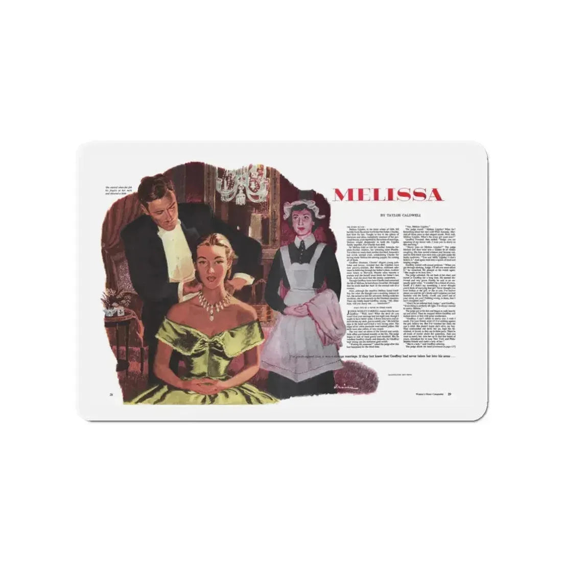 Melissa, part 2, Woman's Home Companion, May 1948 (Magazine Illustration) Refrigerator Magnet 3 Inch - The Sticker Space
