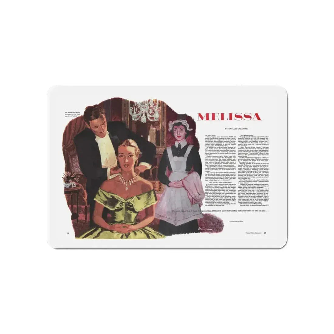 Melissa, part 2, Woman's Home Companion, May 1948 (Magazine Illustration) Refrigerator Magnet 4 Inch - The Sticker Space