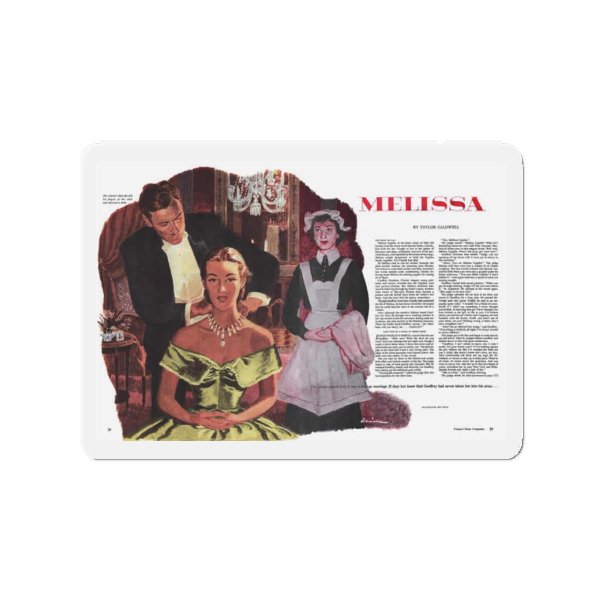 Melissa, part 2, Woman's Home Companion, May 1948 (Magazine Illustration) Refrigerator Magnet-2" x 2"-The Sticker Space