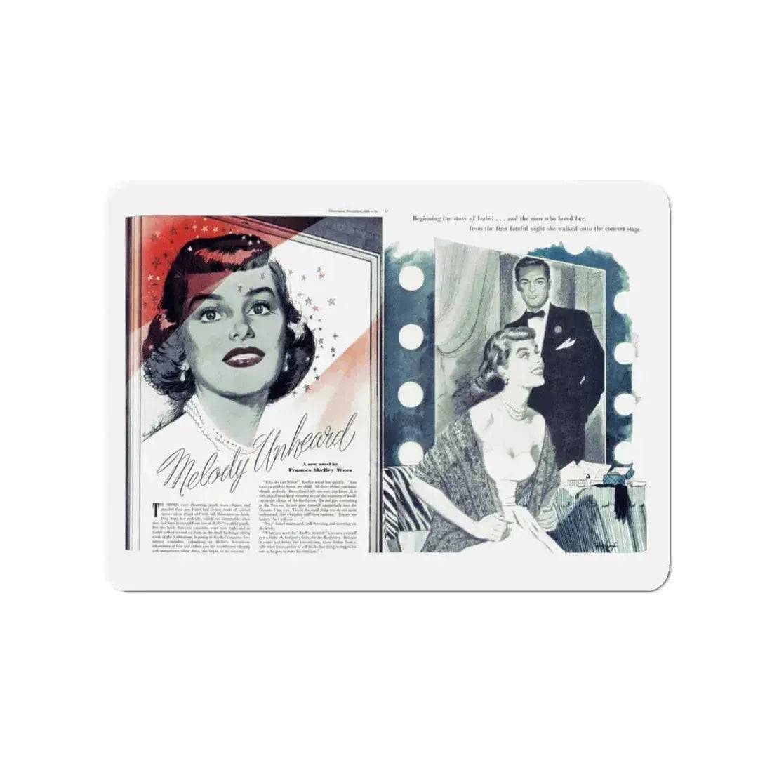 Melody Unheard (Pt. 1), Chatelaine, November 1949 (Magazine Illustration) Refrigerator Magnet 3 Inch - The Sticker Space