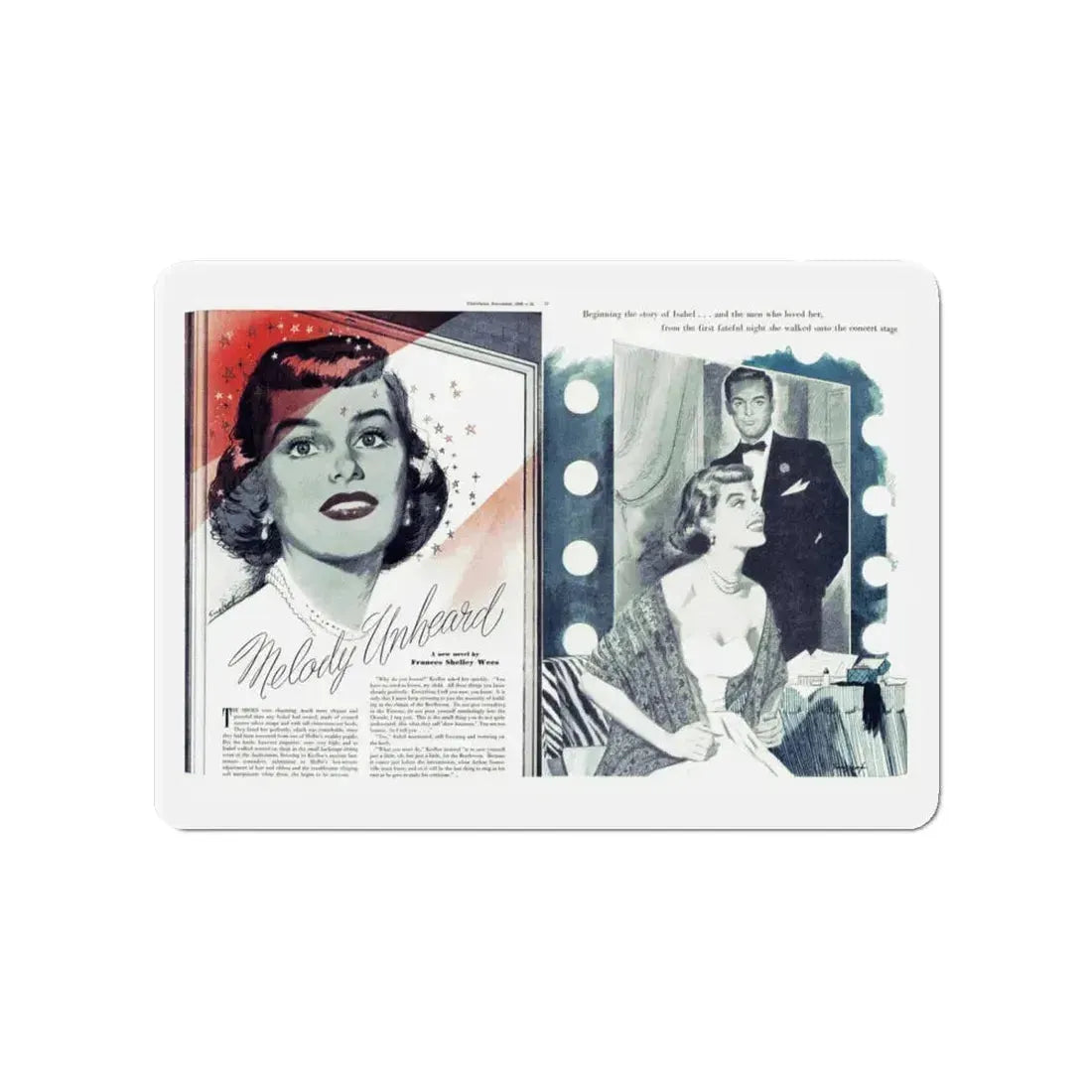 Melody Unheard (Pt. 1), Chatelaine, November 1949 (Magazine Illustration) Refrigerator Magnet 4 Inch - The Sticker Space