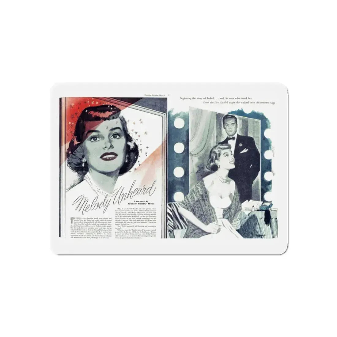 Melody Unheard (Pt. 1), Chatelaine, November 1949 (Magazine Illustration) Refrigerator Magnet 5 Inch - The Sticker Space