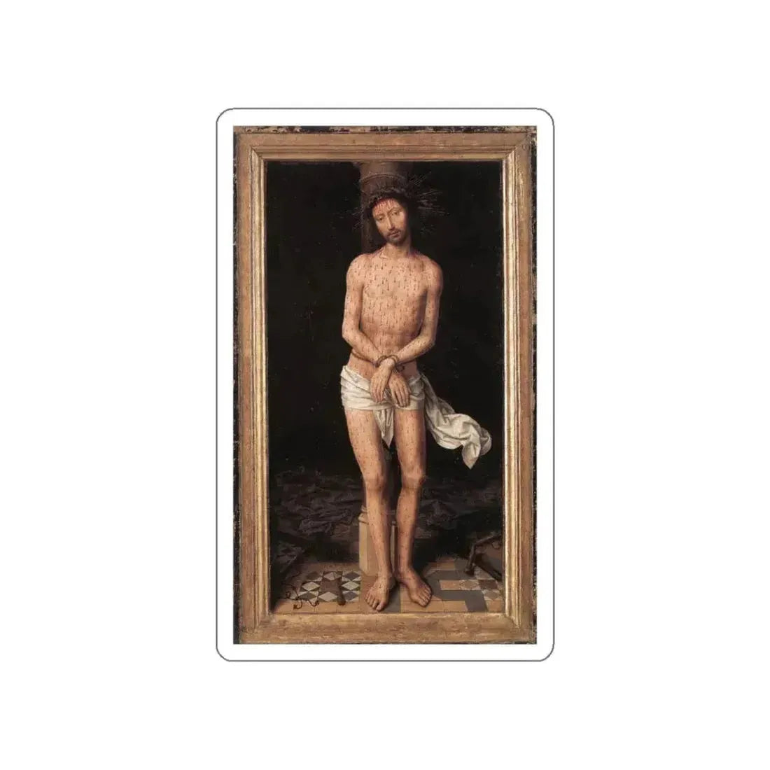 MEMLING, Hans -late- Christ at the Column (Artwork) STICKER Vinyl Die-Cut Decal White Die-Cut 3 Inch - The Sticker Space