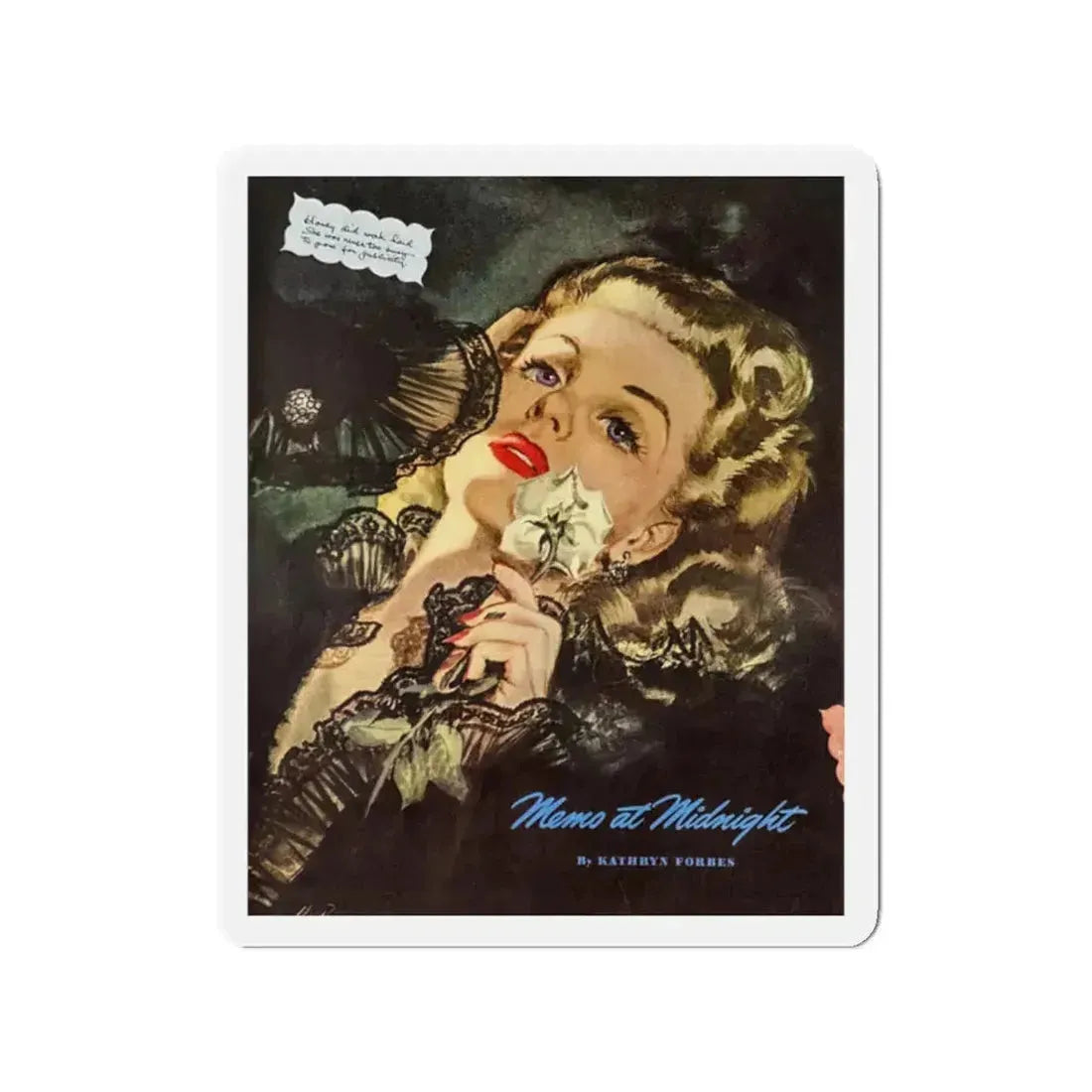 Memo at Midnight, Saturday Evening Post, December 9, 1944 (Magazine Illustration) Refrigerator Magnet 2 Inch - The Sticker Space