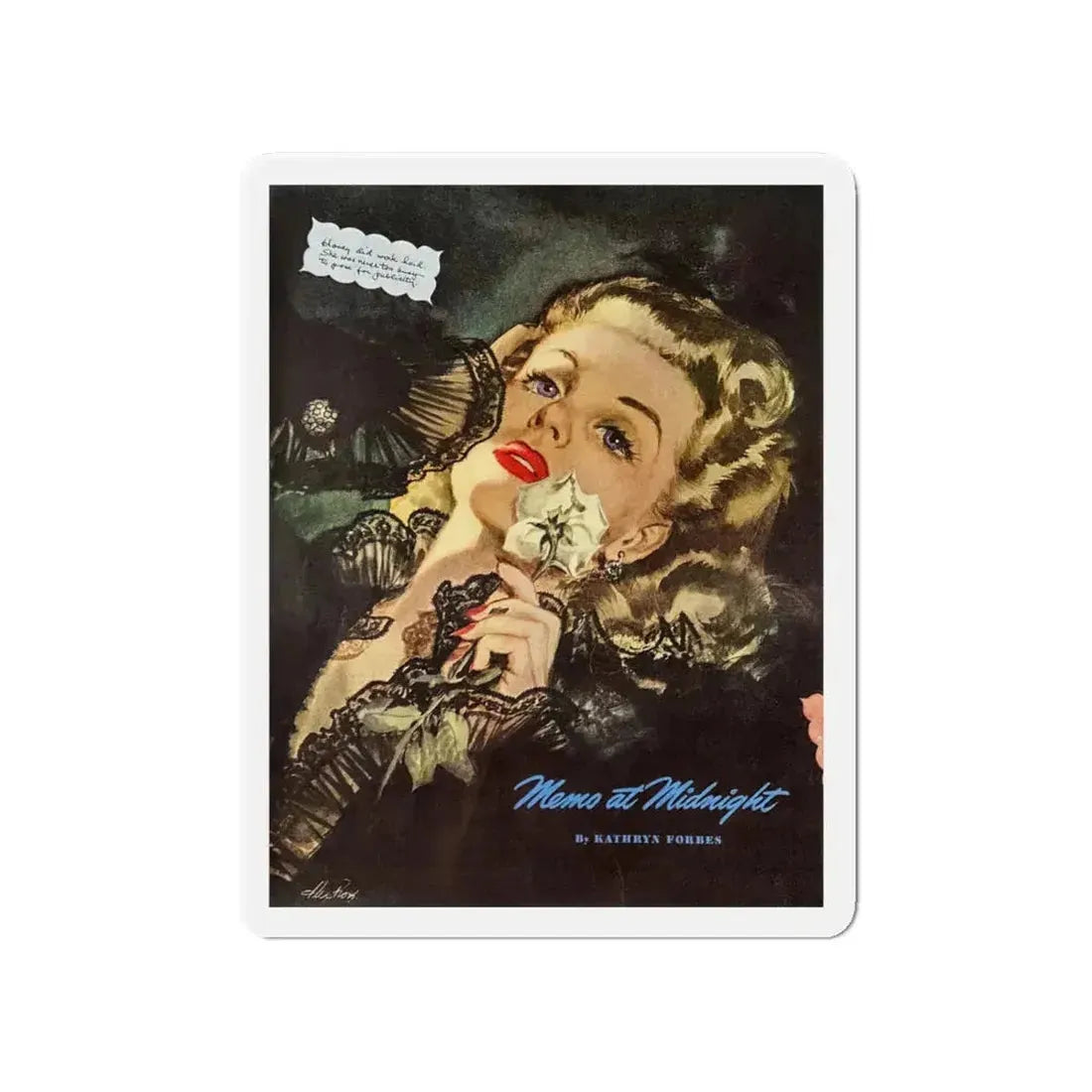 Memo at Midnight, Saturday Evening Post, December 9, 1944 (Magazine Illustration) Refrigerator Magnet 4 Inch - The Sticker Space