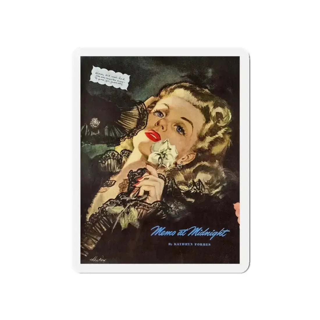 Memo at Midnight, Saturday Evening Post, December 9, 1944 (Magazine Illustration) Refrigerator Magnet 5 Inch - The Sticker Space