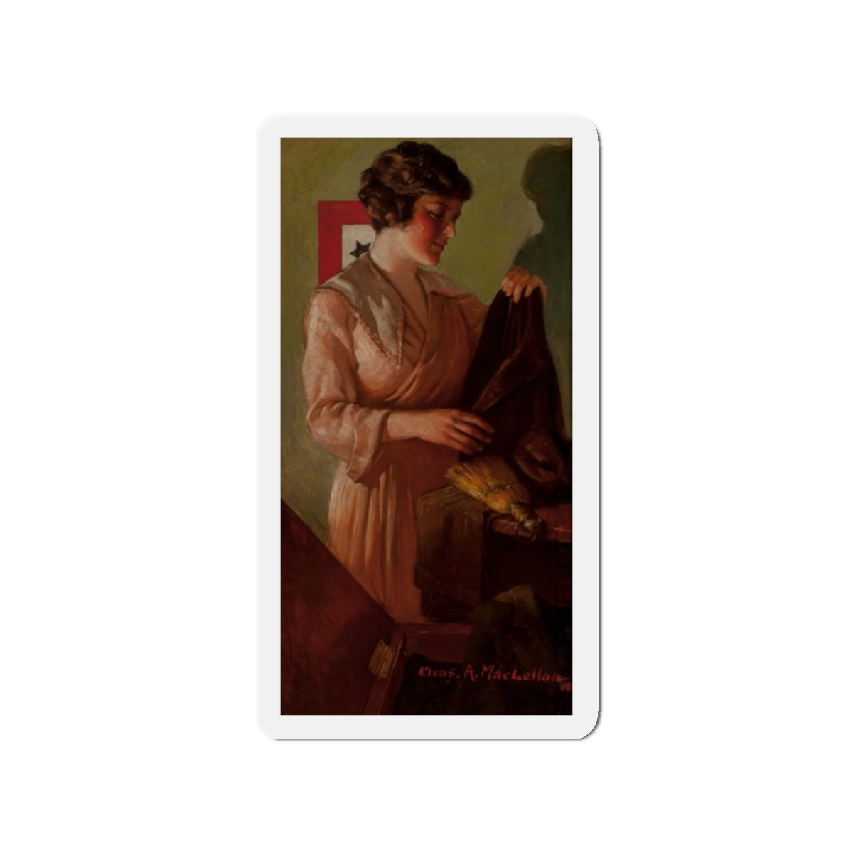 Memories, 1918 (Magazine Illustration) Refrigerator Magnet-2" x 2"-The Sticker Space