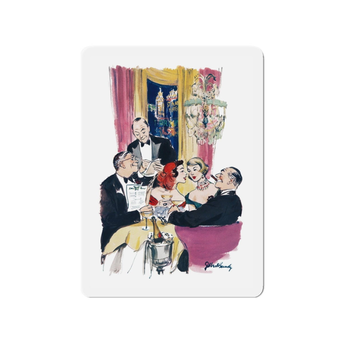 Men are just little boys with more money, Esquire 1955 (Magazine Illustration) Refrigerator Magnet-3" x 3"-The Sticker Space