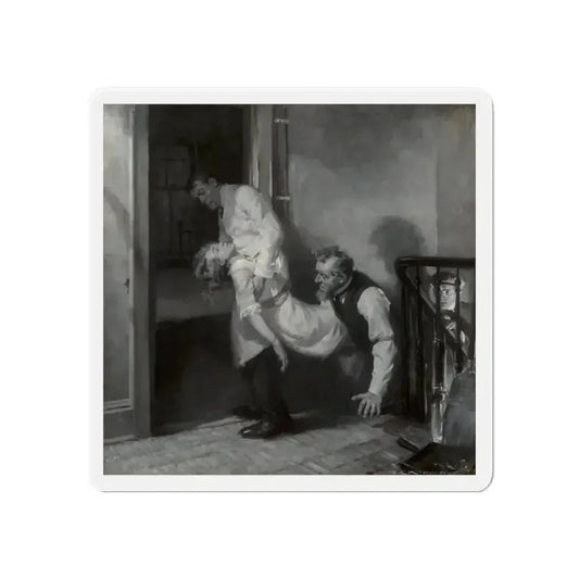 Men Carrying Woman Upstairs (Magazine Illustration) Refrigerator Magnet 6 Inch Die-Cut - The Sticker Space