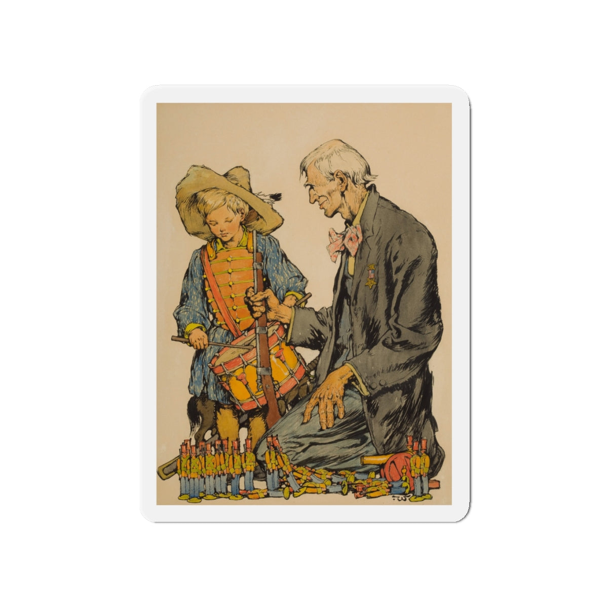 Men of War, Collier's magazine cover, 1910 (Magazine Illustration) Refrigerator Magnet-4" x 4"-The Sticker Space