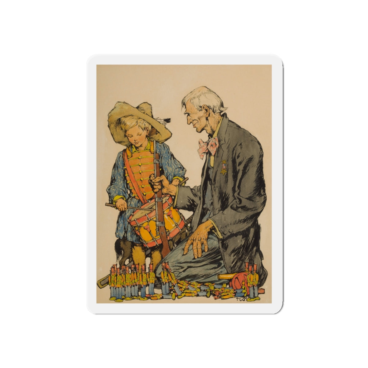 Men of War, Collier's magazine cover, 1910 (Magazine Illustration) Refrigerator Magnet-5" x 5"-The Sticker Space