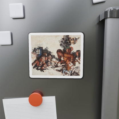 Men Reading Letter Over Candlelight, probable story illustration (Magazine Illustration) Refrigerator Magnet-The Sticker Space