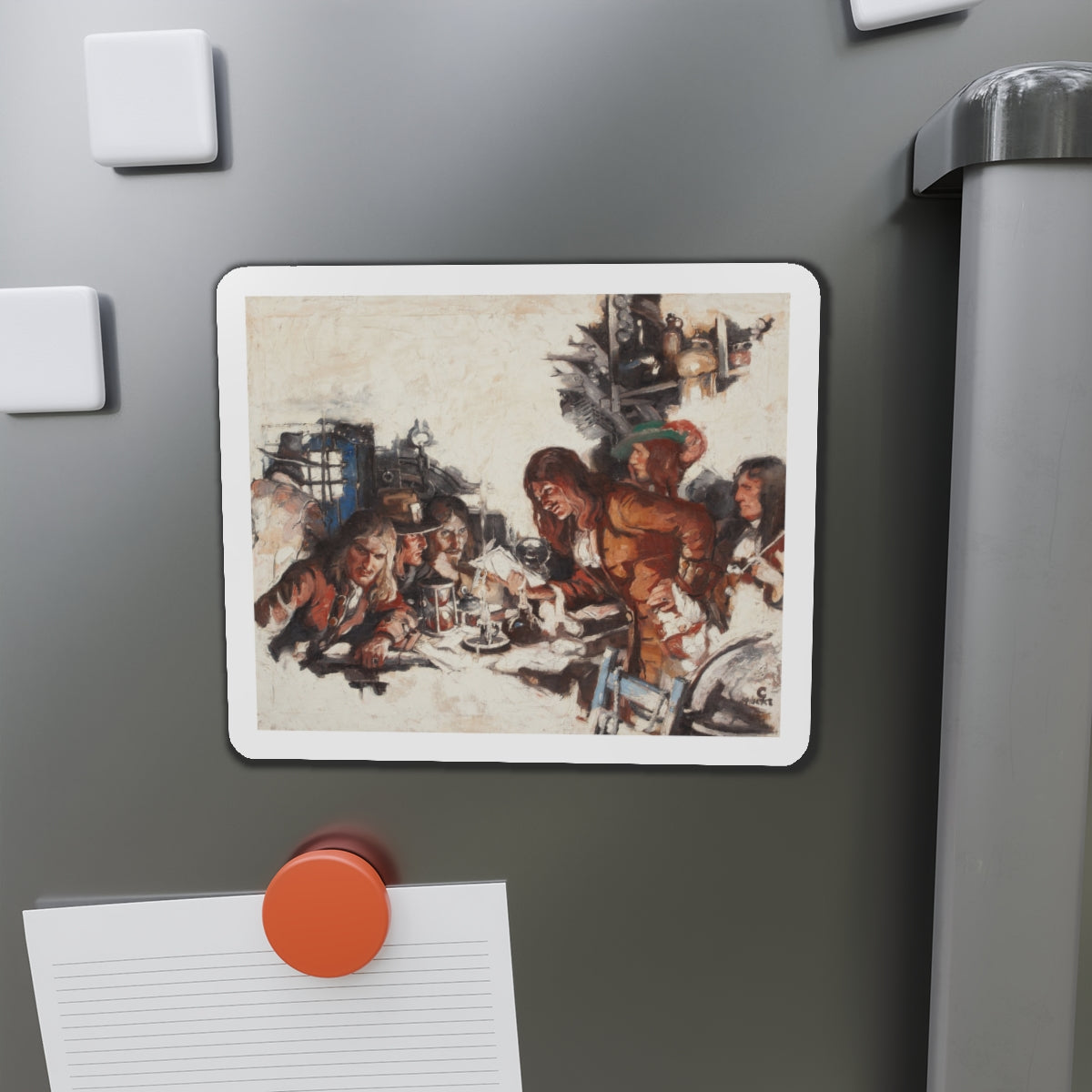 Men Reading Letter Over Candlelight, probable story illustration (Magazine Illustration) Refrigerator Magnet-The Sticker Space