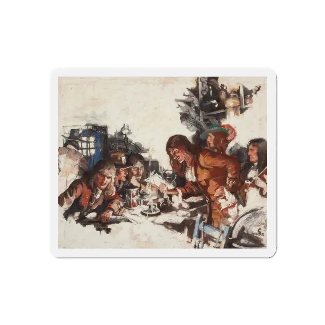 Men Reading Letter Over Candlelight, probable story illustration (Magazine Illustration) Refrigerator Magnet - The Sticker Space