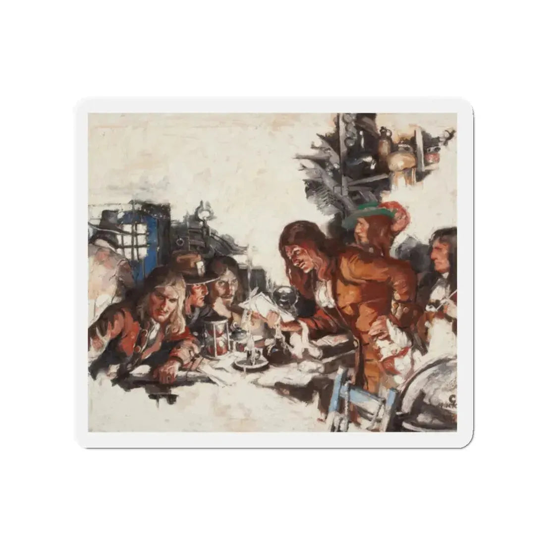 Men Reading Letter Over Candlelight, probable story illustration (Magazine Illustration) Refrigerator Magnet - The Sticker Space