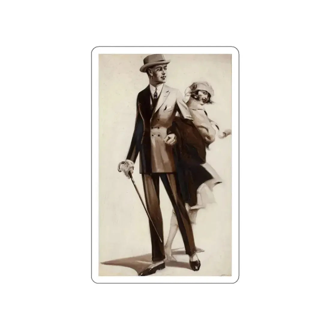 Men's clothing ad illustration (Magazine Illustration) STICKER Vinyl Die-Cut Decal White Die-Cut 3 Inch - The Sticker Space