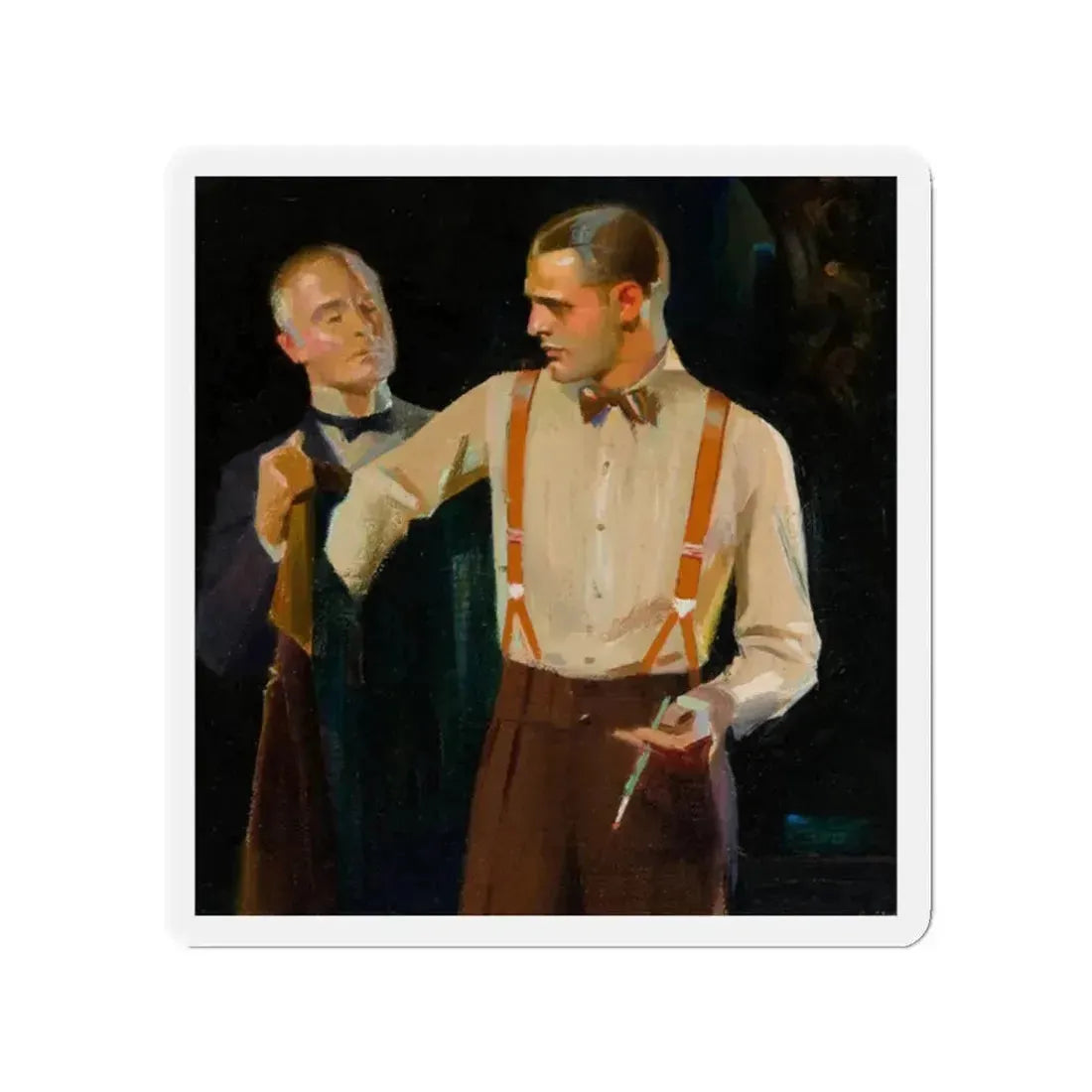 Men's fashion advertisement (Magazine Illustration) Refrigerator Magnet 2 Inch - The Sticker Space