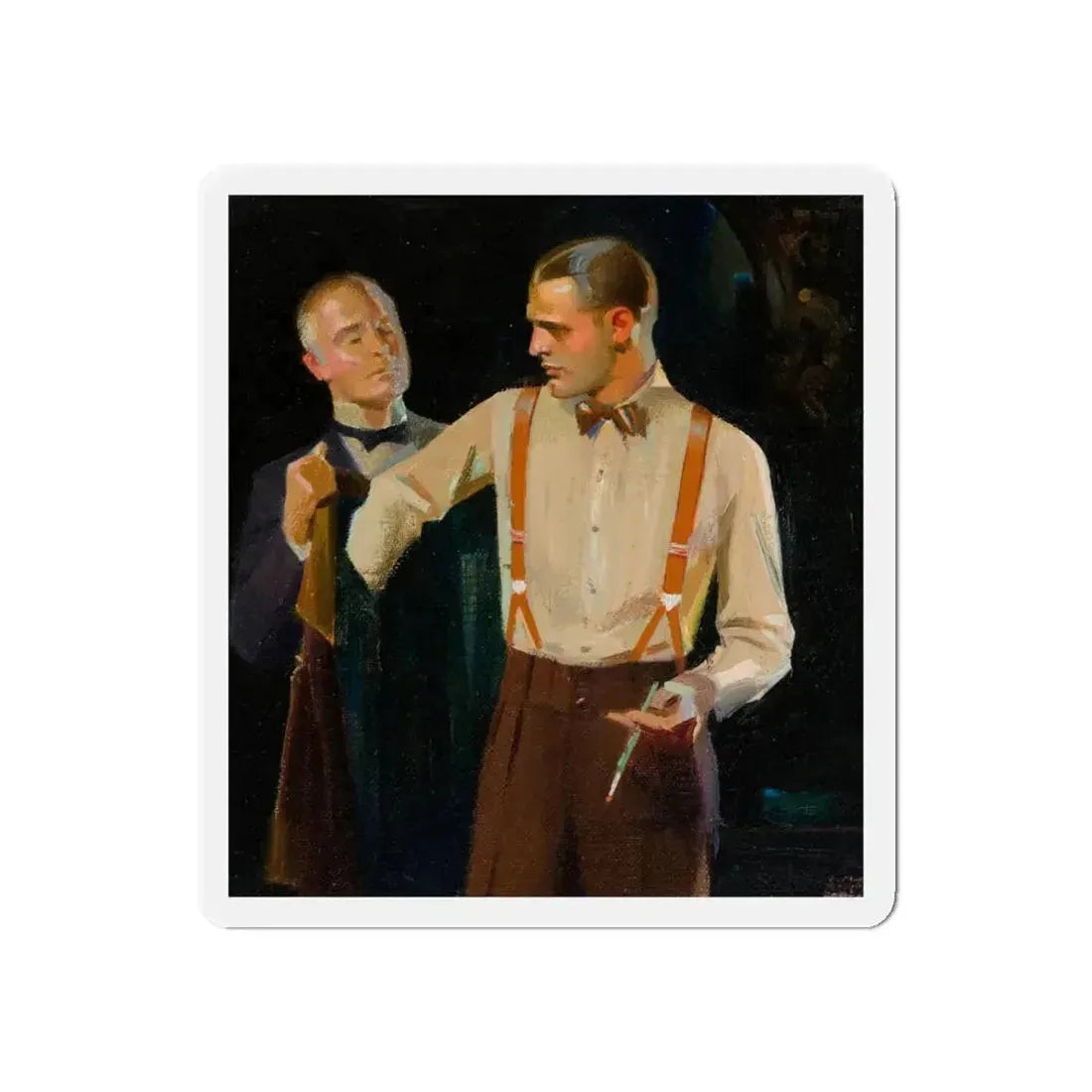 Men's fashion advertisement (Magazine Illustration) Refrigerator Magnet 6 Inch - The Sticker Space