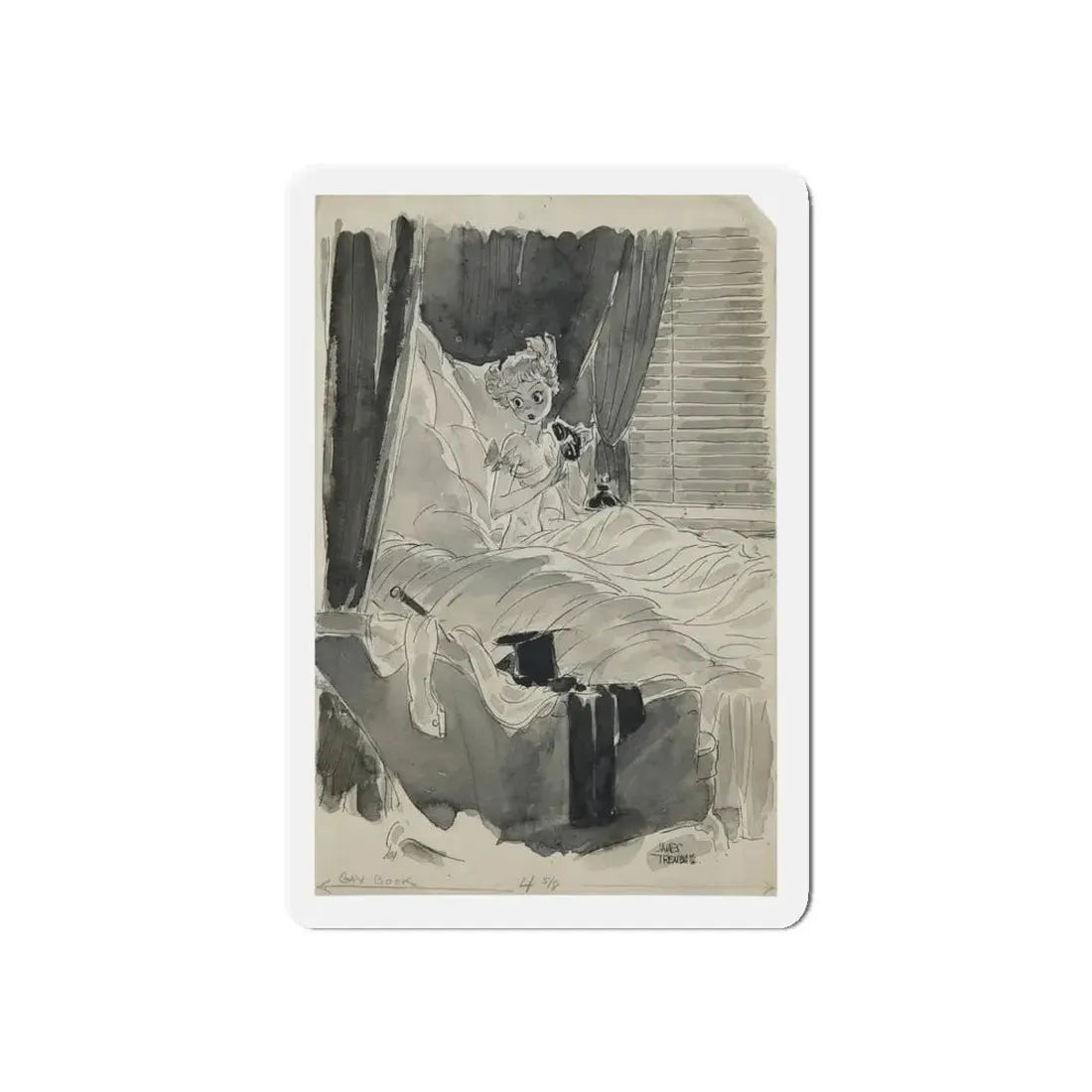 Men's Magazine Gag Cartoon (Magazine Illustration) Refrigerator Magnet - The Sticker Space