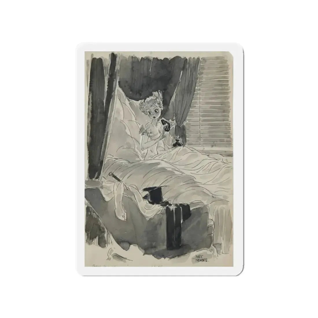 Men's Magazine Gag Cartoon (Magazine Illustration) Refrigerator Magnet - The Sticker Space