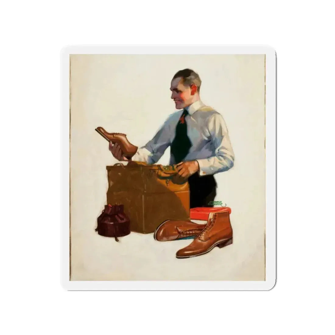 Men's shoe company, ad illustration (Magazine Illustration) Refrigerator Magnet 2 Inch - The Sticker Space