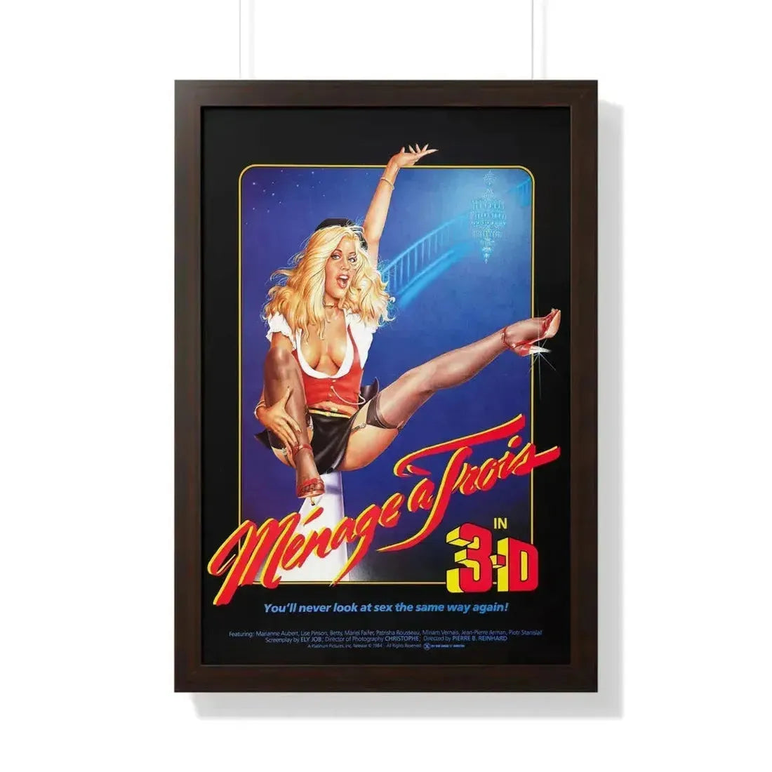 MENAGE A TROIS 1984 - Framed Movie Poster 20" x 30" Walnut - The Sticker Space