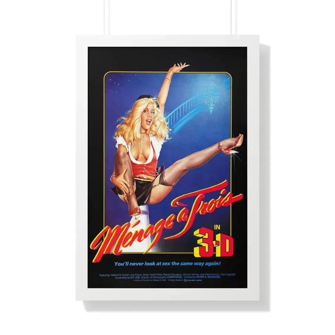 MENAGE A TROIS 1984 - Framed Movie Poster 20" x 30" White - The Sticker Space