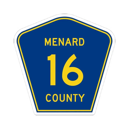 Menard County 16 (Illinois) (Road Sign) STICKER Vinyl Kiss-Cut Decal 4 Inch White - The Sticker Space