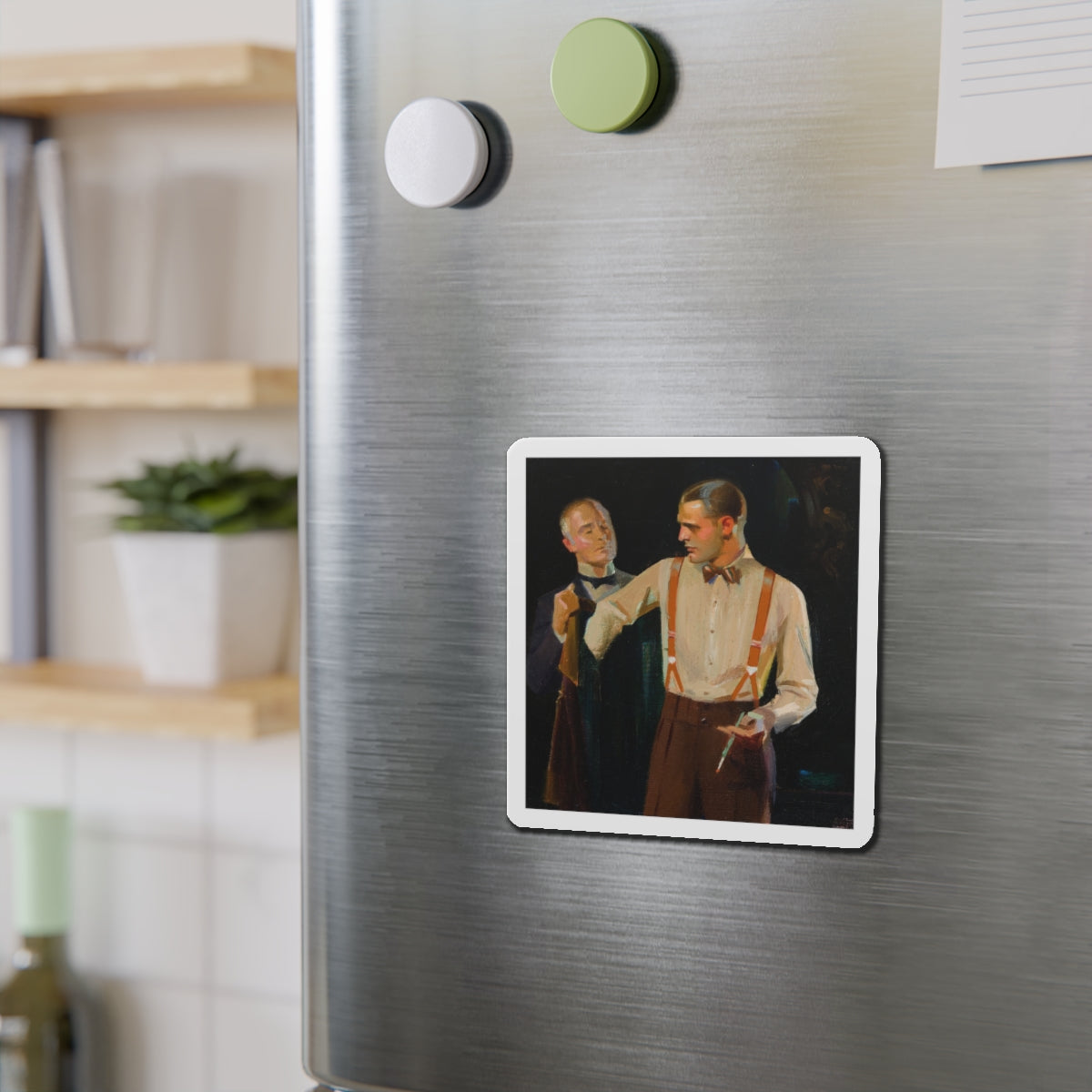 Men's fashion advertisement (Magazine Illustration) Refrigerator Magnet-The Sticker Space