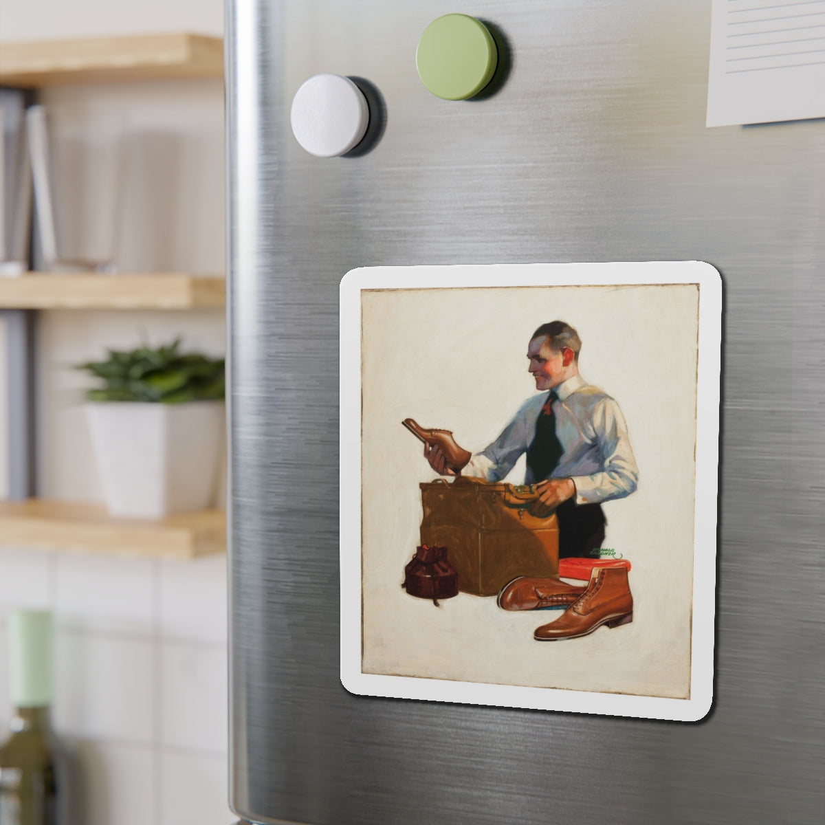 Men's shoe company, ad illustration (Magazine Illustration) Refrigerator Magnet-The Sticker Space