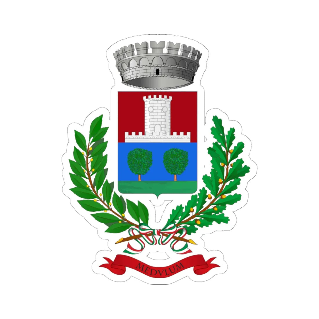 Meolo-Stemma (Italy) (Coat of Arms) STICKER Vinyl Kiss-Cut Decal 6 Inch White - The Sticker Space