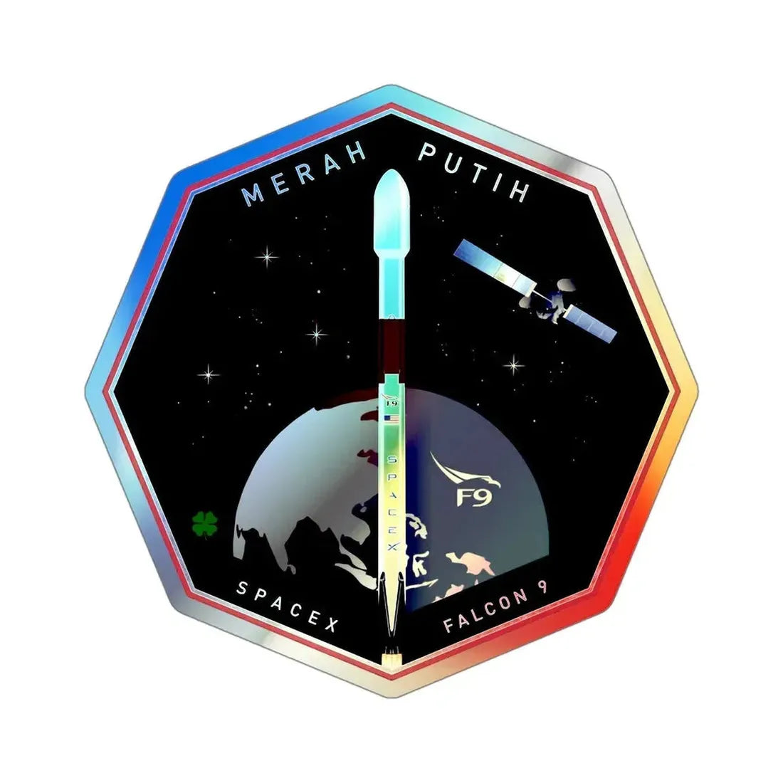 Merah Putih (SpaceX) Holographic STICKER Die-Cut Vinyl Decal 4 Inch Holographic - The Sticker Space