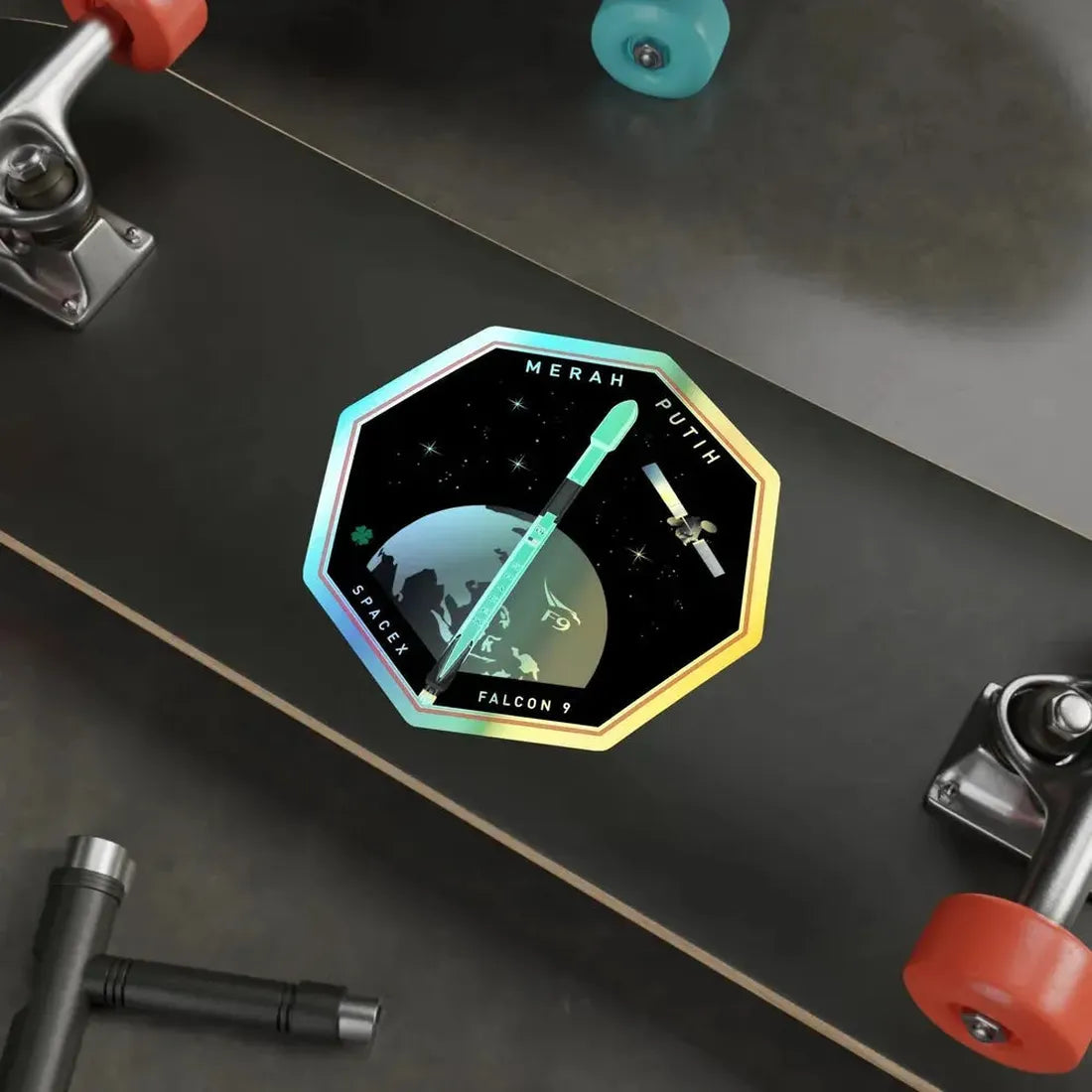 Merah Putih (SpaceX) Holographic STICKER Die-Cut Vinyl Decal - The Sticker Space