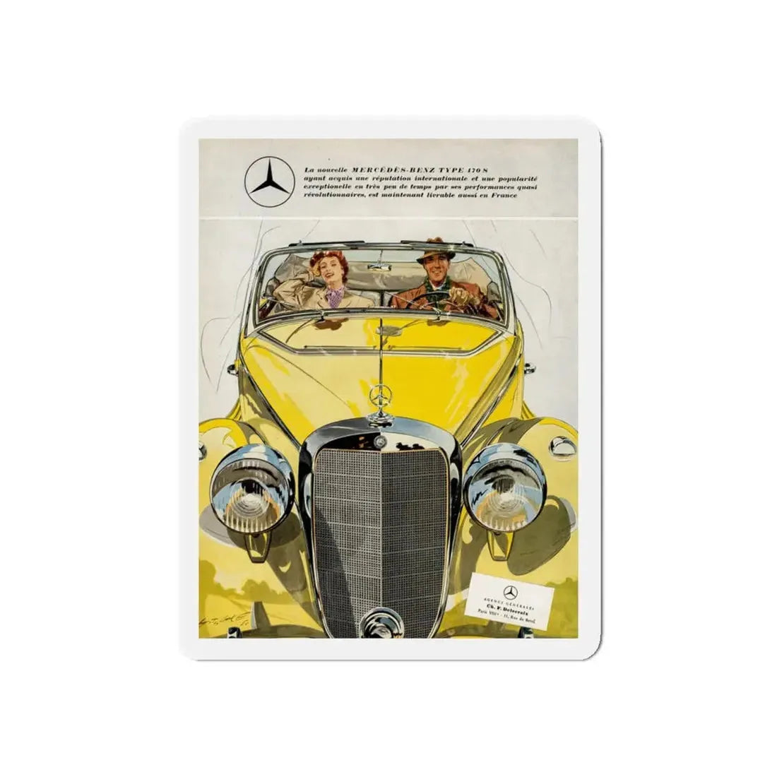 Mercedes-Benz, Type 170S, advertisement, Plaisir de France, October 1950 (Magazine Illustration) Refrigerator Magnet - The Sticker Space