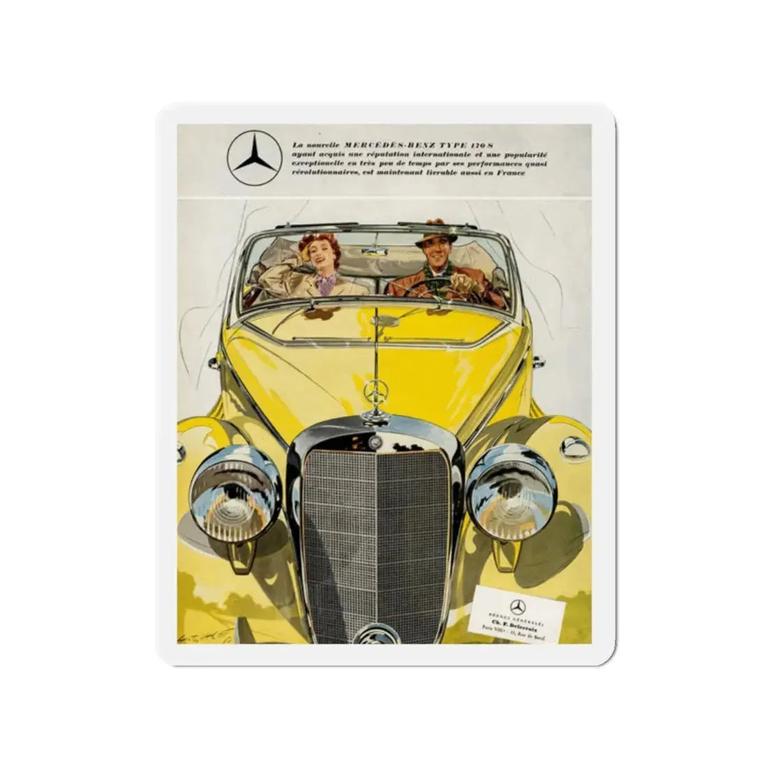 Mercedes-Benz, Type 170S, advertisement, Plaisir de France, October 1950 (Magazine Illustration) Refrigerator Magnet - The Sticker Space