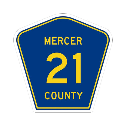 Mercer County Route 21 ND (North Dakota) (Road Sign) STICKER Vinyl Kiss-Cut Decal 3 Inch White - The Sticker Space