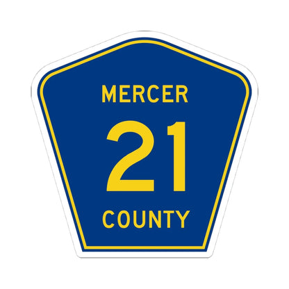 Mercer County Route 21 ND (North Dakota) (Road Sign) STICKER Vinyl Kiss-Cut Decal 4 Inch White - The Sticker Space