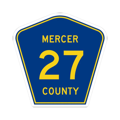 Mercer County Route 27 ND (North Dakota) (Road Sign) STICKER Vinyl Kiss-Cut Decal 3 Inch White - The Sticker Space