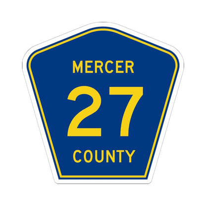 Mercer County Route 27 ND (North Dakota) (Road Sign) STICKER Vinyl Kiss-Cut Decal 6 Inch White - The Sticker Space