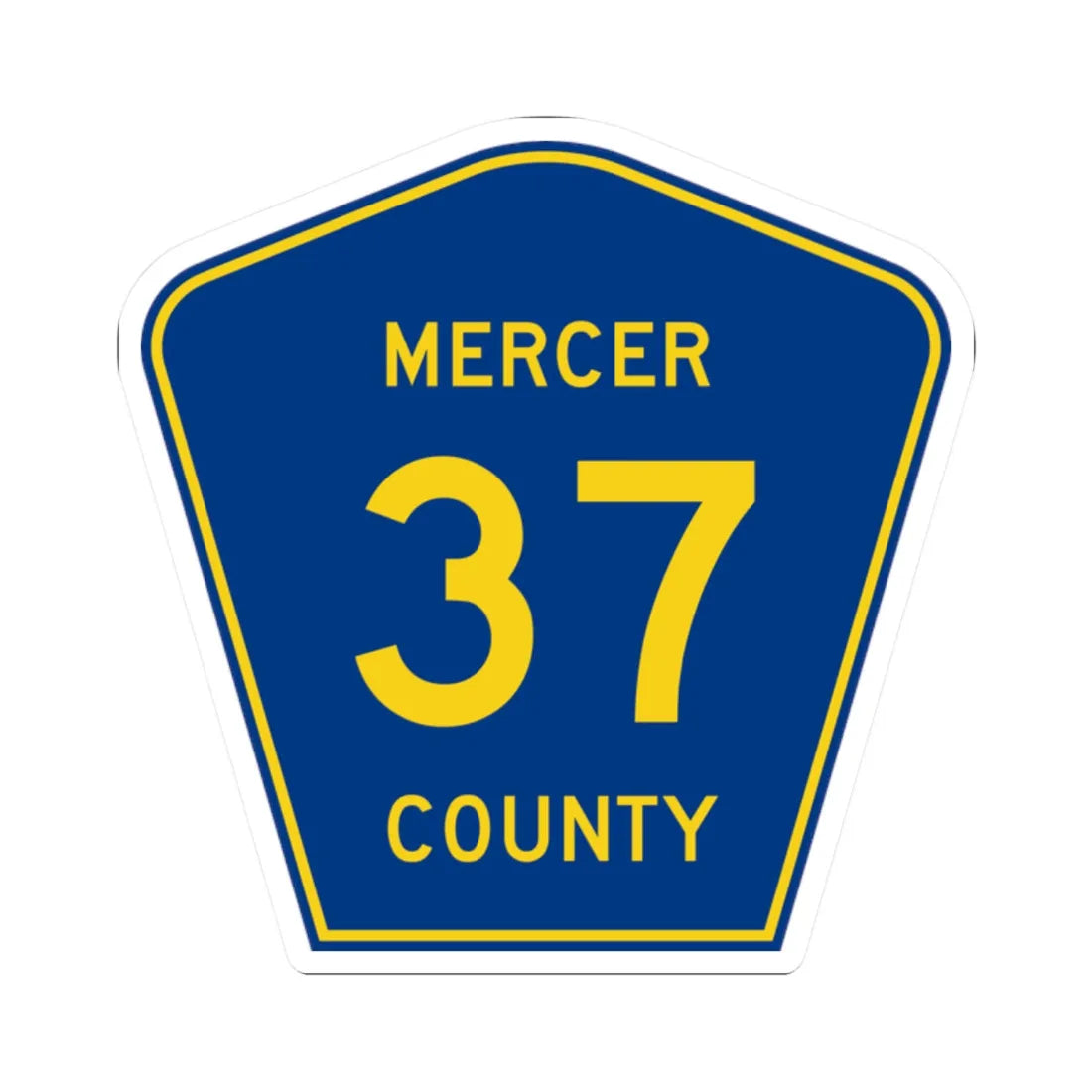 Mercer County Route 37 ND (North Dakota) (Road Sign) STICKER Vinyl Kiss-Cut Decal 2 Inch White - The Sticker Space