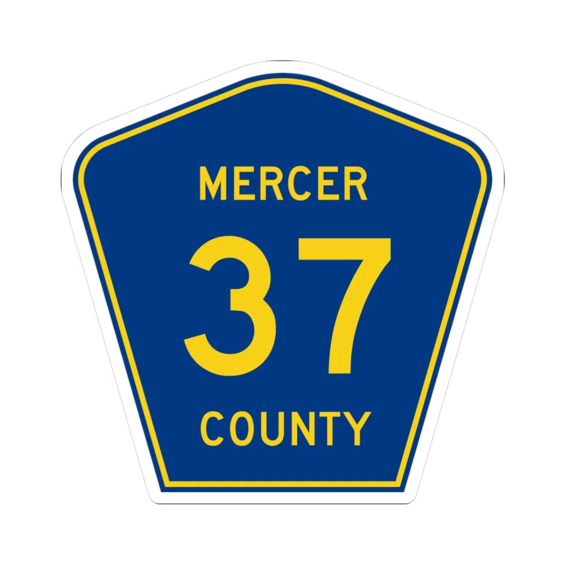 Mercer County Route 37 ND (North Dakota) (Road Sign) STICKER Vinyl Kiss-Cut Decal 3 Inch White - The Sticker Space