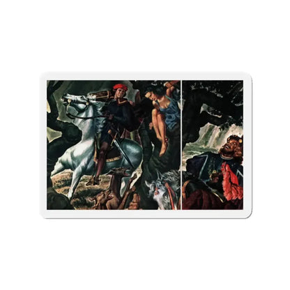 Merchant of Valor, part 2, Collier's, July 12, 1947 (Magazine Illustration) Refrigerator Magnet 2 Inch - The Sticker Space