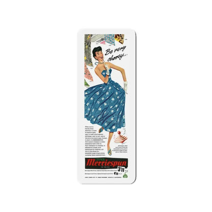 Merriespun Fabrics advertisement, 1955 (Magazine Illustration) Refrigerator Magnet 2 Inch - The Sticker Space