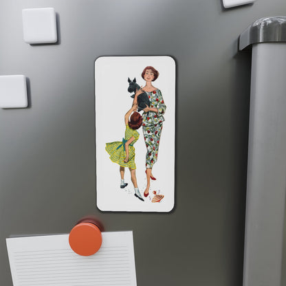 Merriespun Fabrics advertisement, 1957 (Magazine Illustration) Refrigerator Magnet-The Sticker Space