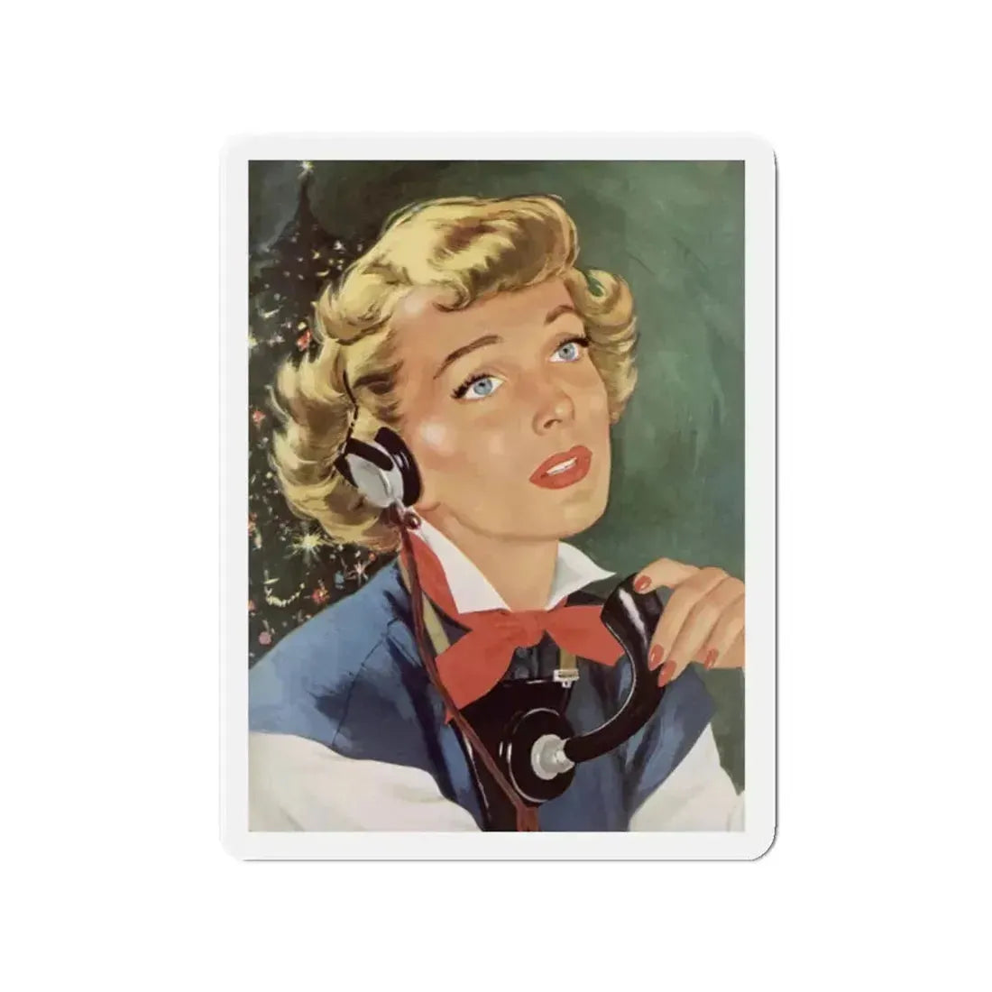 Merry Christmas, Darling, Redbook, December 1948 (Magazine Illustration) Refrigerator Magnet 2 Inch - The Sticker Space