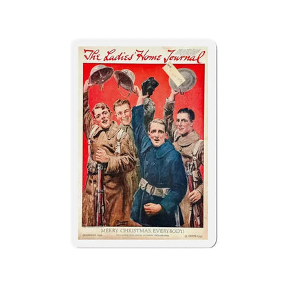 Merry Christmas, Everybody!, Ladies Home Journal, December 1918 (Magazine Illustration) Refrigerator Magnet 3 Inch Die-Cut - The Sticker Space